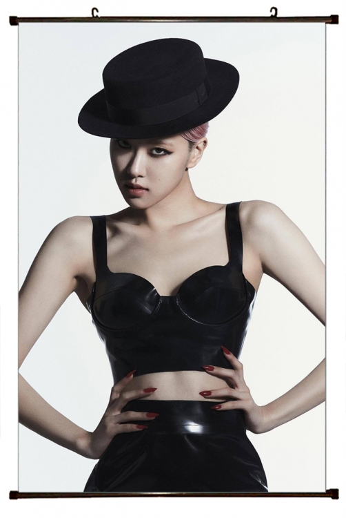 BLACK PINK  black  Plastic rod Cloth painting Wall Scroll 60X90CM BP440