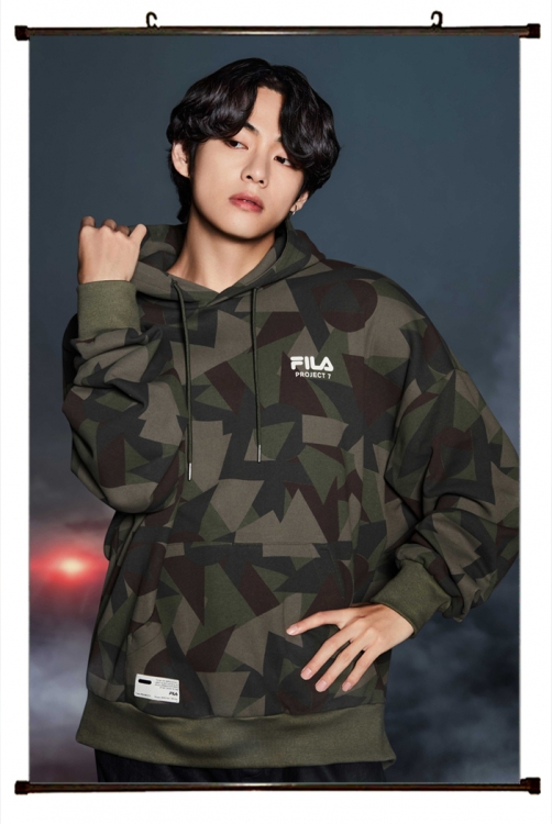 BTS black  Plastic rod Cloth painting Wall Scroll 60X90CM BS1166