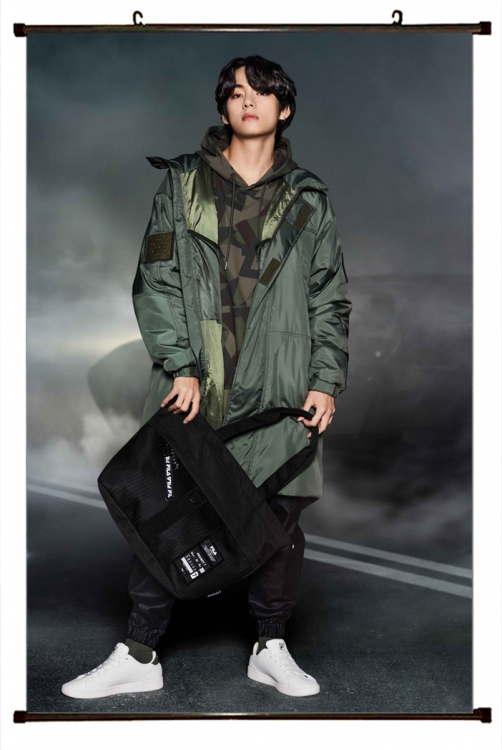 BTS black  Plastic rod Cloth painting Wall Scroll 60X90CM BS1240