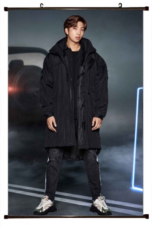 BTS black  Plastic rod Cloth painting Wall Scroll 60X90CM BS1232