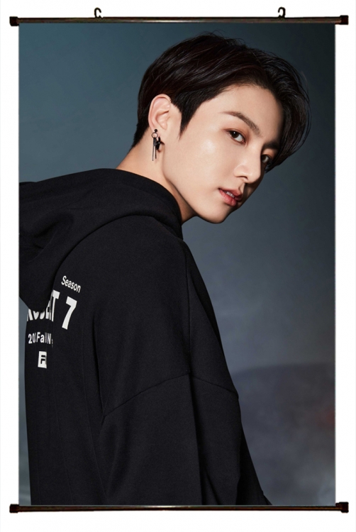 BTS black  Plastic rod Cloth painting Wall Scroll 60X90CM BS1167