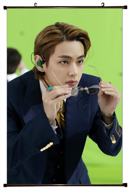 BTS black  Plastic rod Cloth painting Wall Scroll 60X90CM BS1101