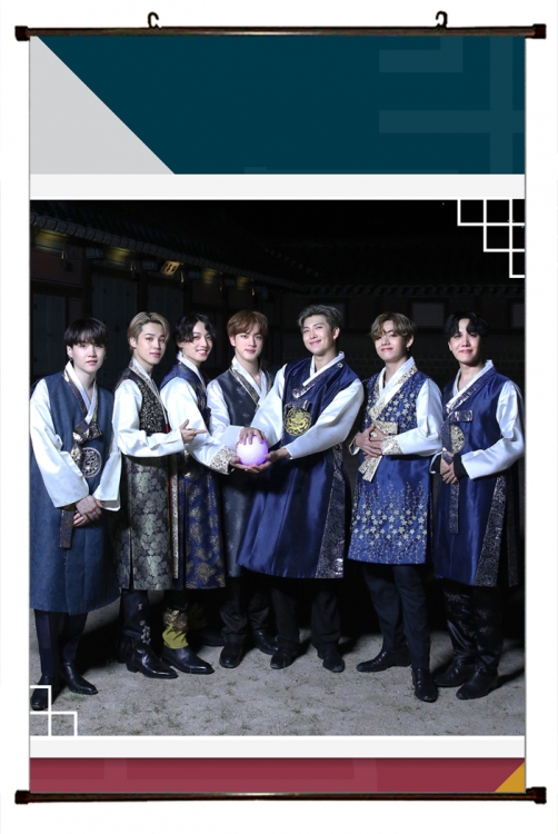 BTS black  Plastic rod Cloth painting Wall Scroll 60X90CM BS1168