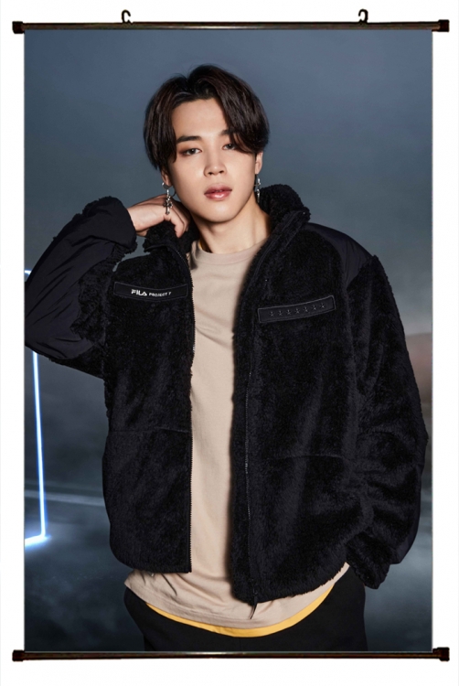 BTS black  Plastic rod Cloth painting Wall Scroll 60X90CM BS1165