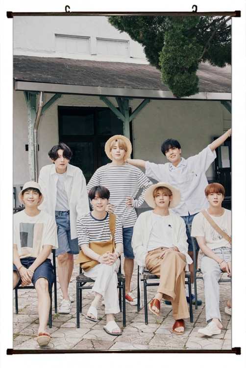 BTS black  Plastic rod Cloth painting Wall Scroll 60X90CM BS1126