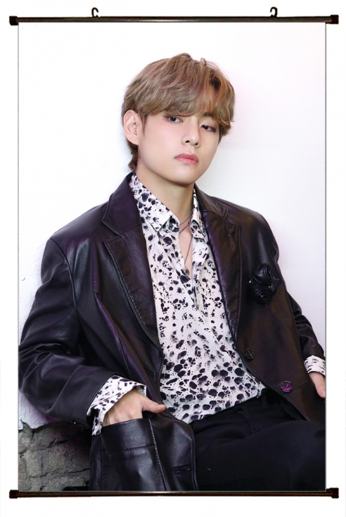 BTS black  Plastic rod Cloth painting Wall Scroll 60X90CM BS1145