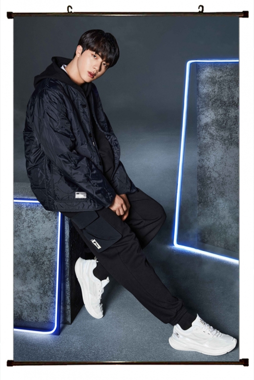 BTS black  Plastic rod Cloth painting Wall Scroll 60X90CM BS1218