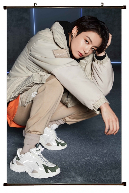 BTS black  Plastic rod Cloth painting Wall Scroll 60X90CM BS1171