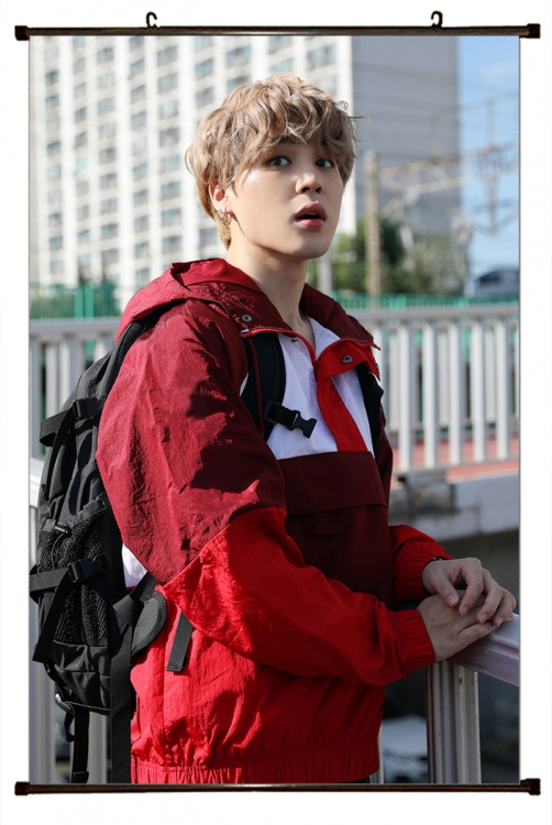 BTS black  Plastic rod Cloth painting Wall Scroll 60X90CM BS1119