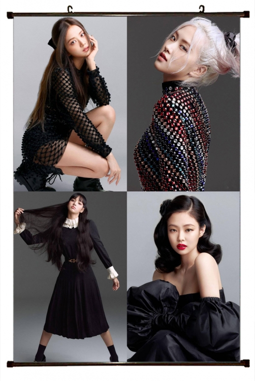 BLACKPINK black Plastic rod Cloth painting Wall Scroll 60X90CM BP327A