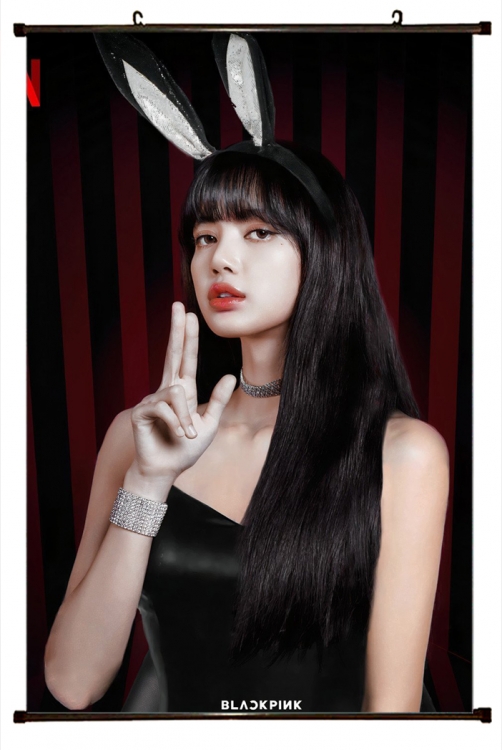 BLACKPINK black Plastic rod Cloth painting Wall Scroll 60X90CM BP367