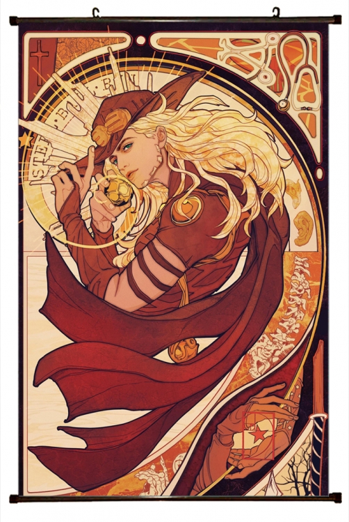 JoJos Bizarre Adventure Anime black Plastic rod Cloth painting Wall Scroll 60X90CM J1137