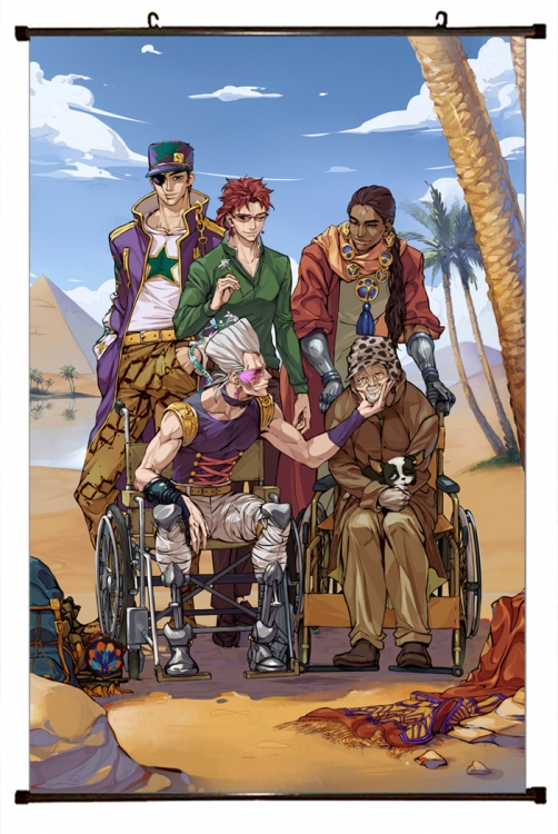 JoJos Bizarre Adventure Anime black Plastic rod Cloth painting Wall Scroll 60X90CM J1109