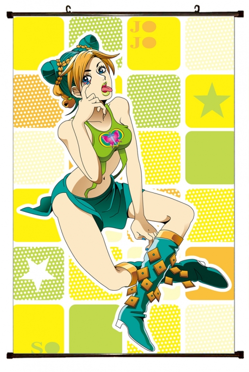 JoJos Bizarre Adventure Anime black Plastic rod Cloth painting Wall Scroll 60X90CM J1157