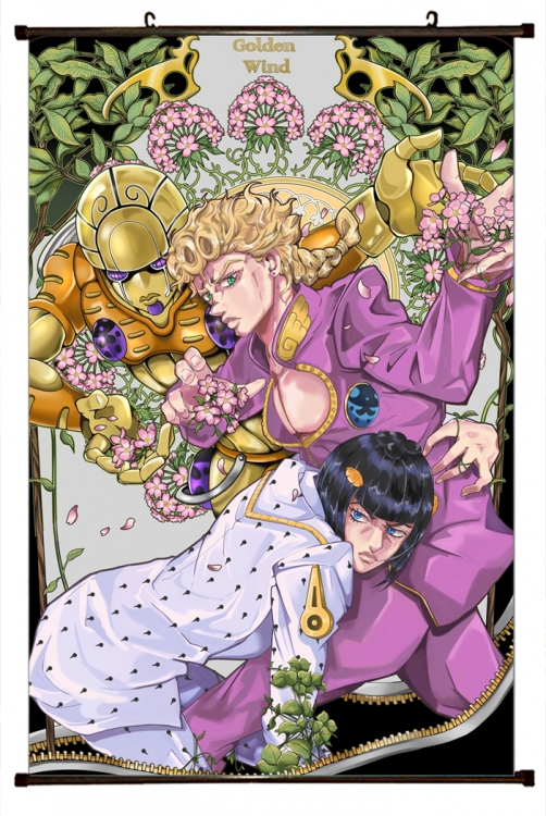 JoJos Bizarre Adventure Anime black Plastic rod Cloth painting Wall Scroll 60X90CM J1114
