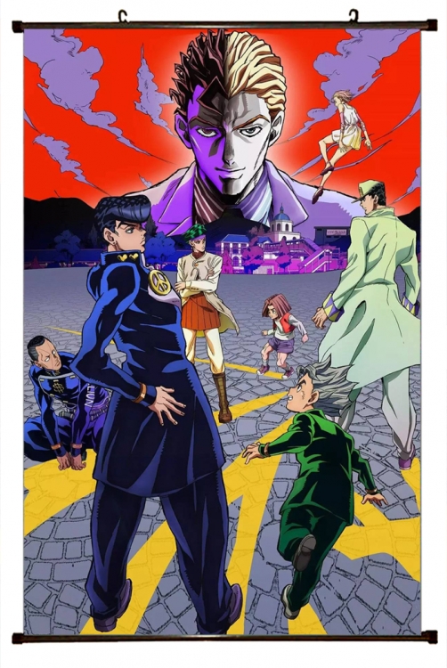 JoJos Bizarre Adventure Anime black Plastic rod Cloth painting Wall Scroll 60X90CM J132