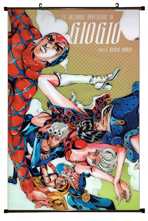 JoJos Bizarre Adventure Anime black Plastic rod Cloth painting Wall Scroll 60X90CM J184