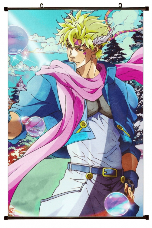 JoJos Bizarre Adventure Anime black Plastic rod Cloth painting Wall Scroll 60X90CM J171