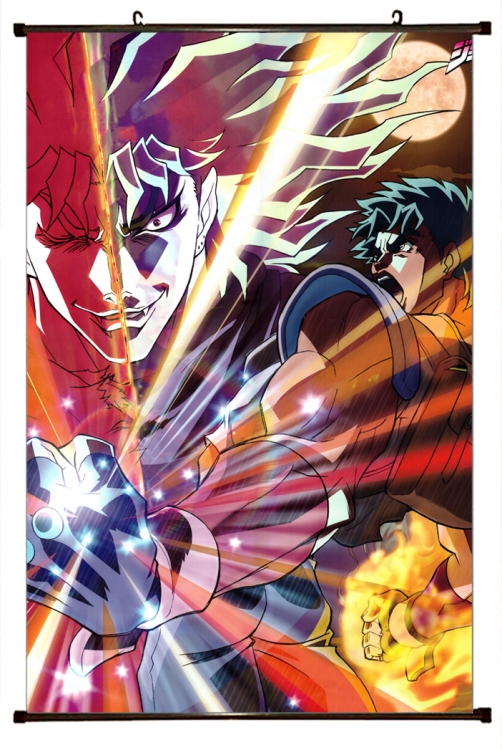 JoJos Bizarre Adventure Anime black Plastic rod Cloth painting Wall Scroll 60X90CM J173