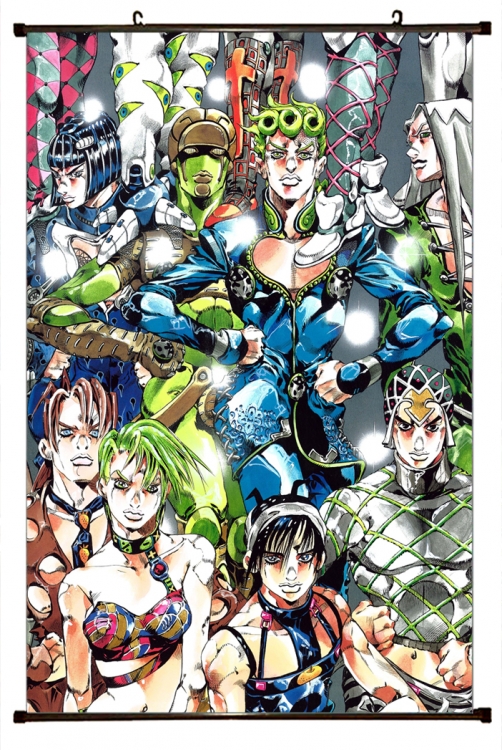 JoJos Bizarre Adventure Anime black Plastic rod Cloth painting Wall Scroll 60X90CM J18