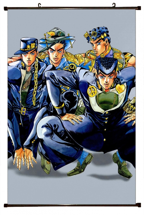 JoJos Bizarre Adventure Anime black Plastic rod Cloth painting Wall Scroll 60X90CM J164