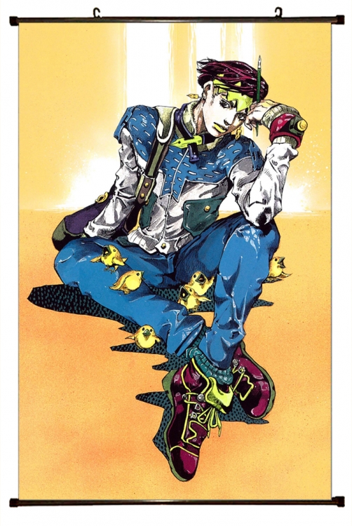 JoJos Bizarre Adventure Anime black Plastic rod Cloth painting Wall Scroll 60X90CM J110