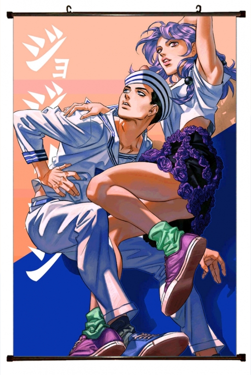 JoJos Bizarre Adventure Anime black Plastic rod Cloth painting Wall Scroll 60X90CM J197