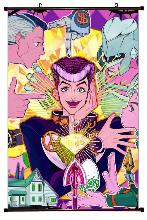 JoJos Bizarre Adventure Anime black Plastic rod Cloth painting Wall Scroll 60X90CM J198