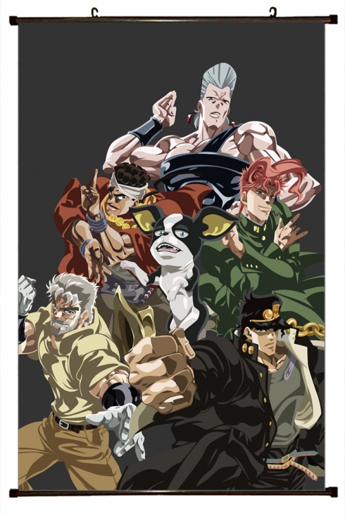 JoJos Bizarre Adventure Anime black Plastic rod Cloth painting Wall Scroll 60X90CM J183