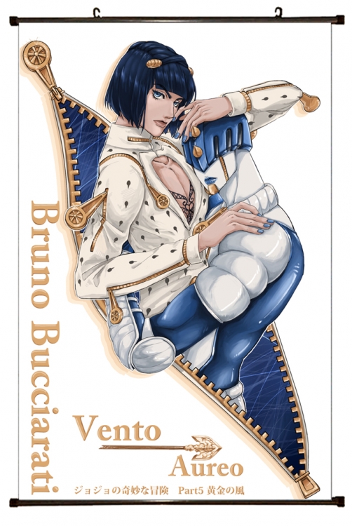 JoJos Bizarre Adventure Anime black Plastic rod Cloth painting Wall Scroll 60X90CM J1131