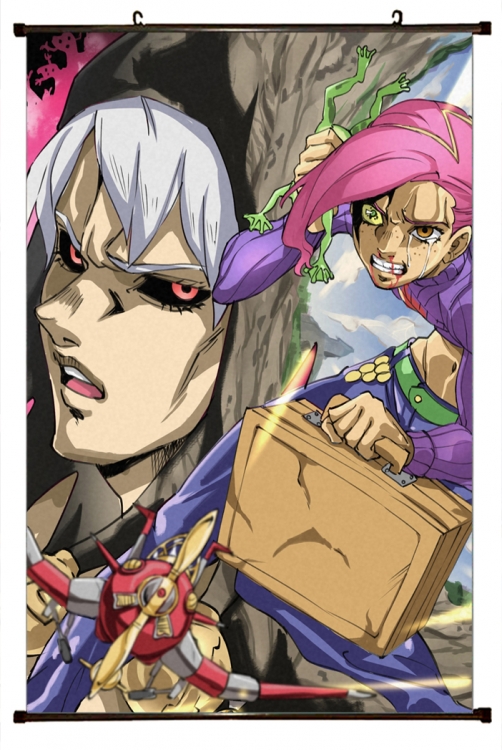 JoJos Bizarre Adventure Anime black Plastic rod Cloth painting Wall Scroll 60X90CM J1143