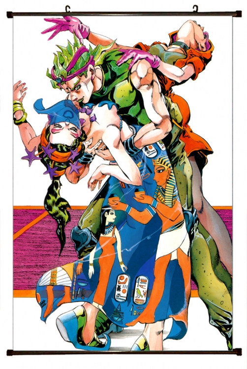 JoJos Bizarre Adventure Anime black Plastic rod Cloth painting Wall Scroll 60X90CM J1153