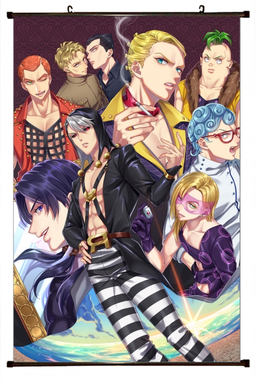 JoJos Bizarre Adventure Anime black Plastic rod Cloth painting Wall Scroll 60X90CM J1113