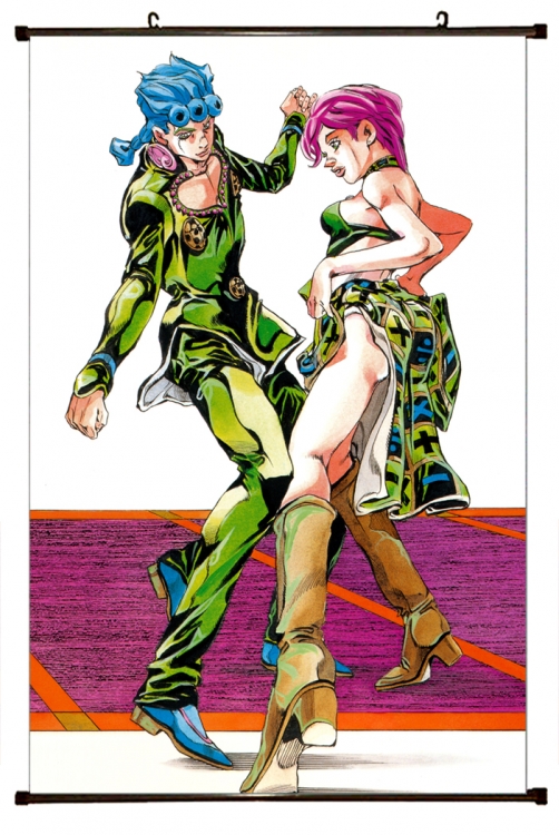 JoJos Bizarre Adventure Anime black Plastic rod Cloth painting Wall Scroll 60X90CM J160