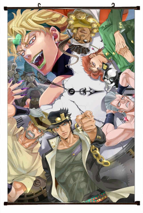 JoJos Bizarre Adventure Anime black Plastic rod Cloth painting Wall Scroll 60X90CM J144