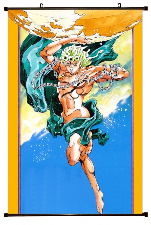 JoJos Bizarre Adventure Anime black Plastic rod Cloth painting Wall Scroll 60X90CM J158