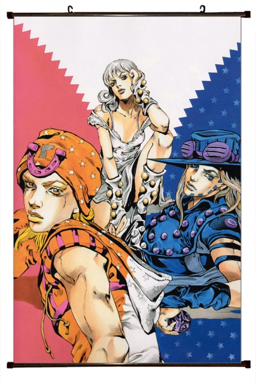 JoJos Bizarre Adventure Anime black Plastic rod Cloth painting Wall Scroll 60X90CM J180