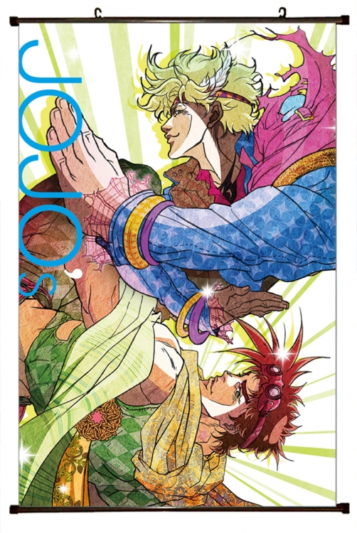 JoJos Bizarre Adventure Anime black Plastic rod Cloth painting Wall Scroll 60X90CM J1146