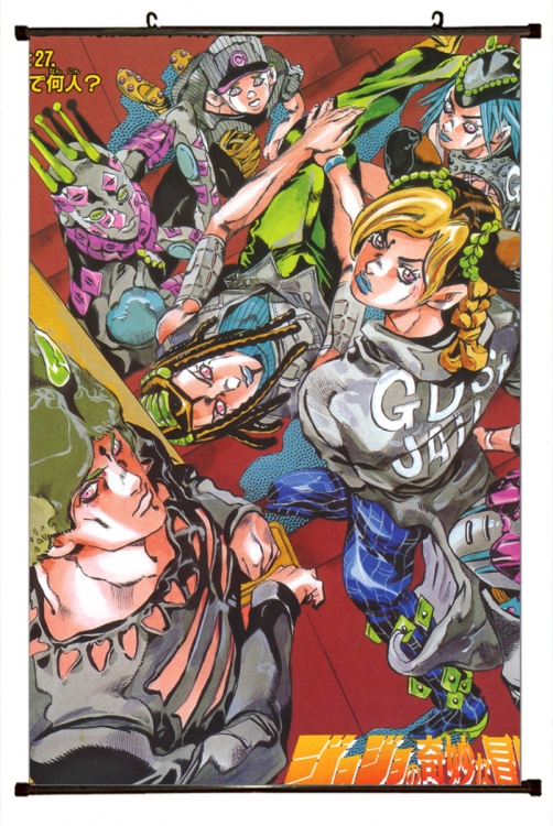 JoJos Bizarre Adventure Anime black Plastic rod Cloth painting Wall Scroll 60X90CM J181
