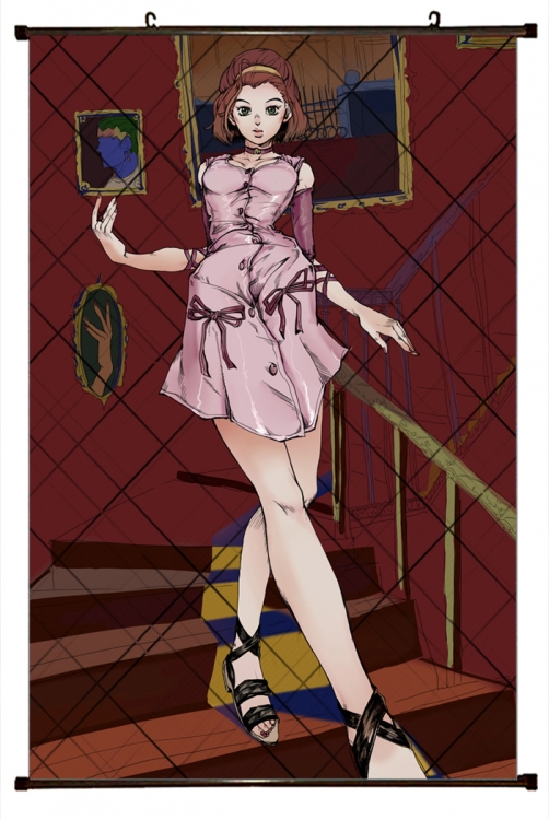 JoJos Bizarre Adventure Anime black Plastic rod Cloth painting Wall Scroll 60X90CM J1154