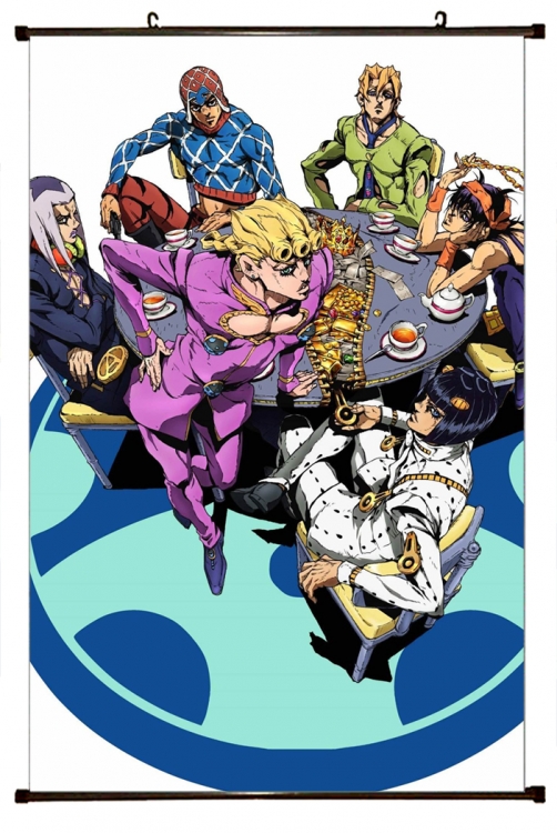 JoJos Bizarre Adventure Anime black Plastic rod Cloth painting Wall Scroll 60X90CM J11