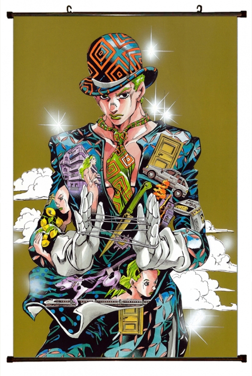 JoJos Bizarre Adventure Anime black Plastic rod Cloth painting Wall Scroll 60X90CM J19