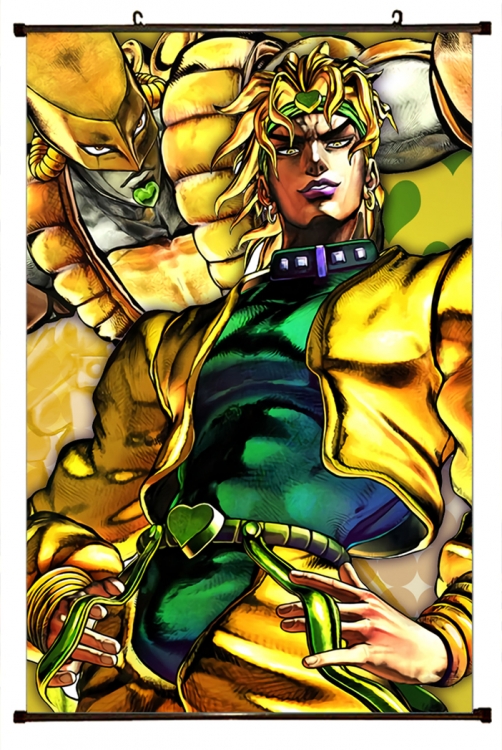 JoJos Bizarre Adventure Anime black Plastic rod Cloth painting Wall Scroll 60X90CM J155