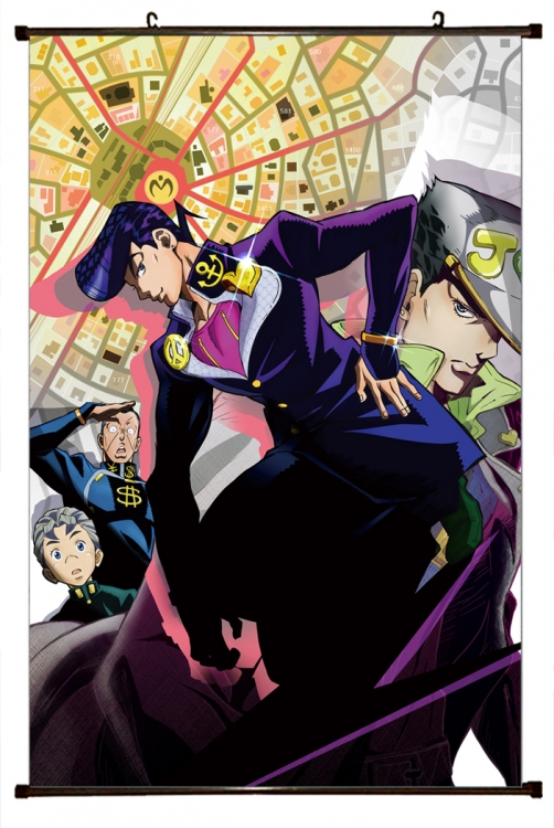 JoJos Bizarre Adventure Anime black Plastic rod Cloth painting Wall Scroll 60X90CM J1148