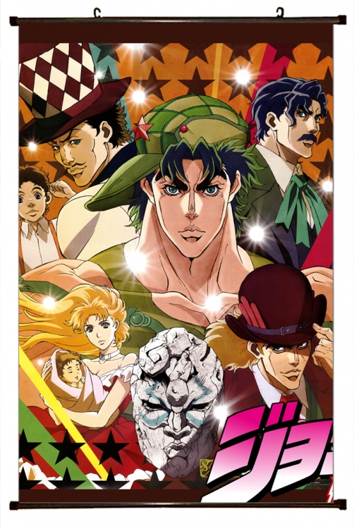 JoJos Bizarre Adventure Anime black Plastic rod Cloth painting Wall Scroll 60X90CM J139