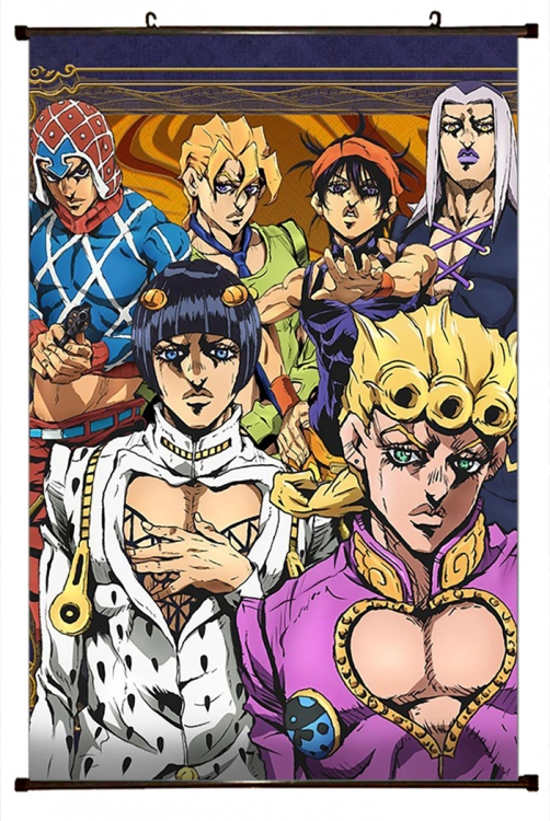 JoJos Bizarre Adventure Anime black Plastic rod Cloth painting Wall Scroll 60X90CM J134