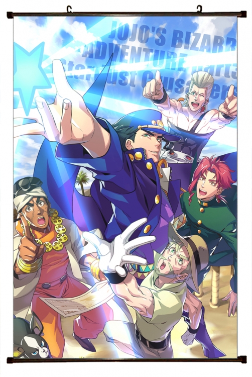 JoJos Bizarre Adventure Anime black Plastic rod Cloth painting Wall Scroll 60X90CM J1158