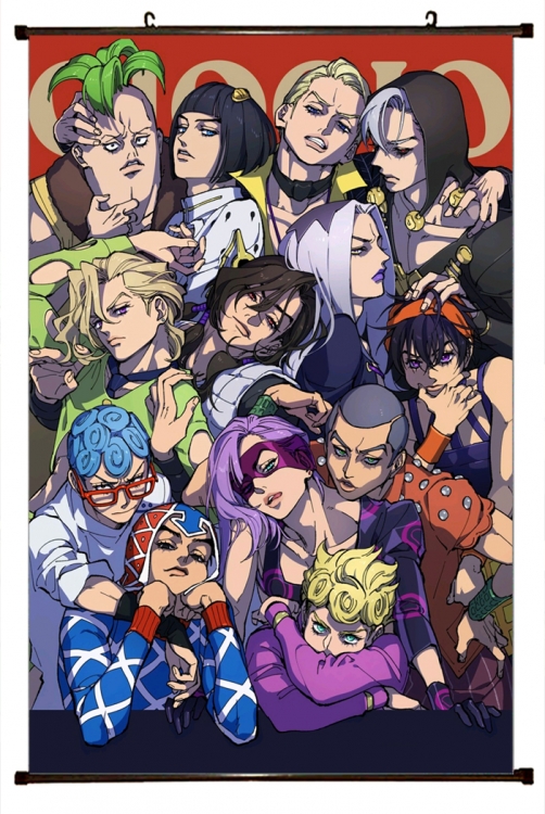 JoJos Bizarre Adventure Anime black Plastic rod Cloth painting Wall Scroll 60X90CM J1104