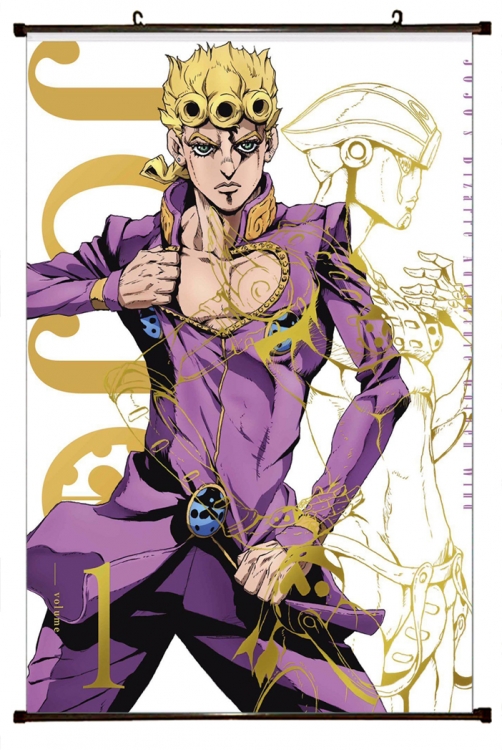JoJos Bizarre Adventure Anime black Plastic rod Cloth painting Wall Scroll 60X90CM J1116