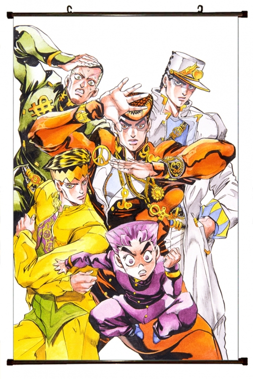 JoJos Bizarre Adventure Anime black Plastic rod Cloth painting Wall Scroll 60X90CM J182